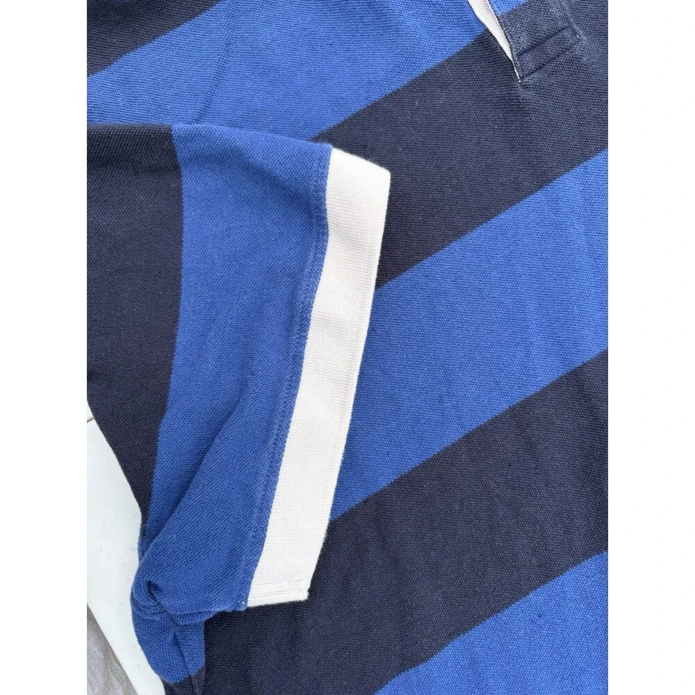 Banana Republic Polo Shirt Men’s XL Blue Rugby Stripe Short Sleeve